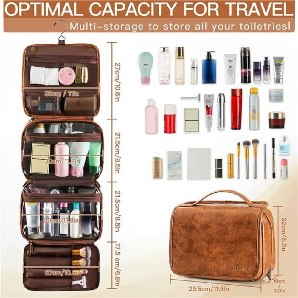 Toiletry Bag Hanging Travel Organizer Men Women, 3 in 1 Multifunctional Large - Picture 3 of 6